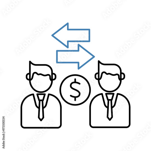 financial transaction concept line icon. Simple element illustration. financial transaction outline symbol design.