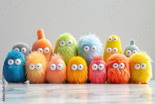 Vibrant gathering of colorful sapotes arranged playfully in a bright studio setting photo