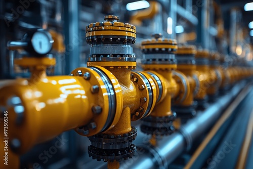 Wallpaper Mural Gas plant concept with control system, pipes and valves in gas plant. Generative AI Torontodigital.ca