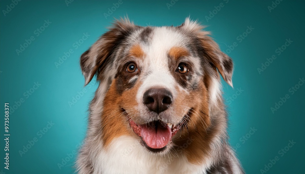 Fototapeta premium Australian Shepherd dog on colored background