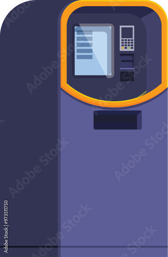 Modern parking meter machine accepting contactless payment is standing on a white background