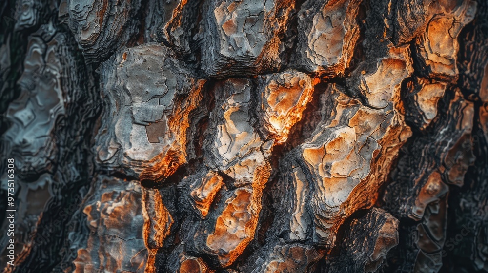 Tree bark under evening sunlight Tree bark under evening sunlight
