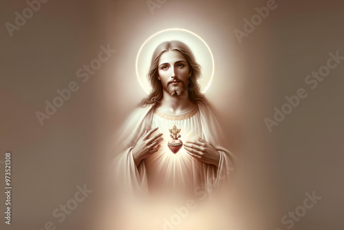 Sagrado Coração de Jesus  - Coração de Jesus - Jesus Cristo - Devoção ao Sagrado Coração- Ilustração