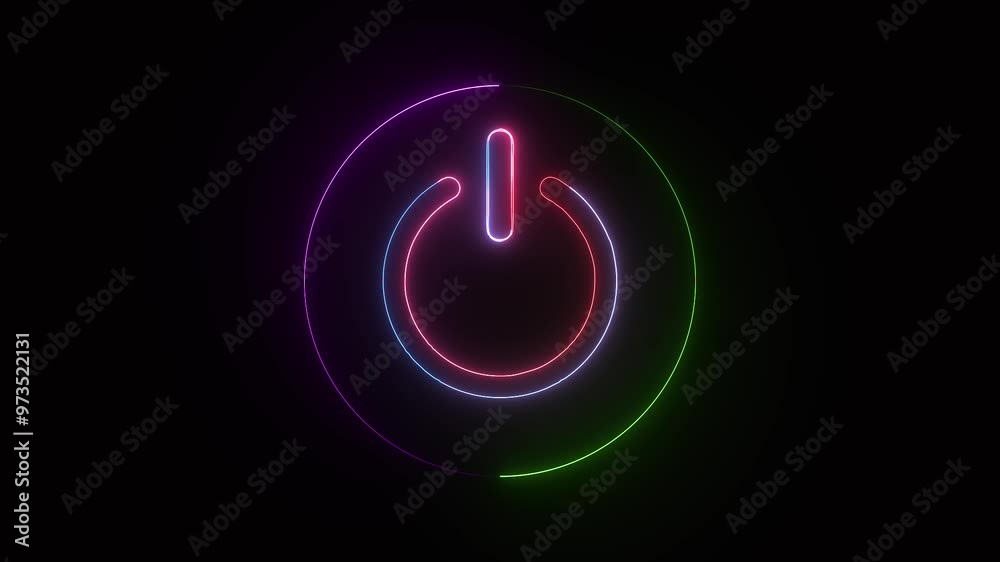glowing neon red blue color power buttons animation.