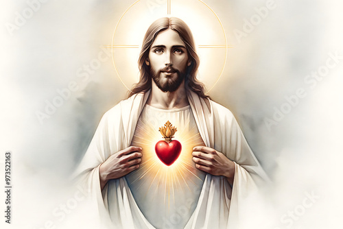 Ilustração - Sagrado Coração de Jesus - Coração de Jesus - Jesus Cristo - Devoção ao Sagrado Coração
