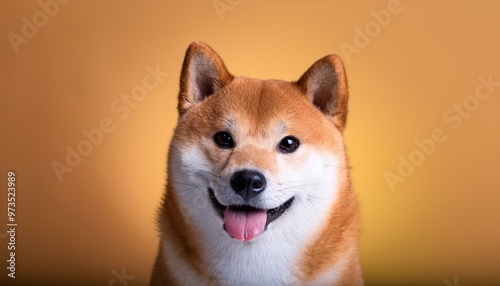 Shiba Inu dog on colored background