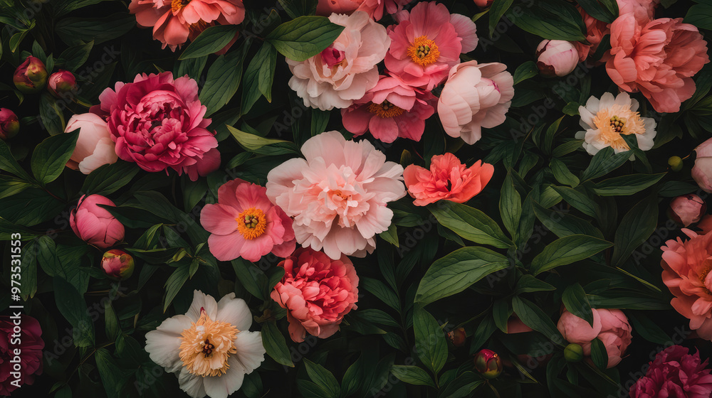 A sprawling field of peonies in full bloom showcases their large, soft petals, creating a lush and romantic floral landscape.