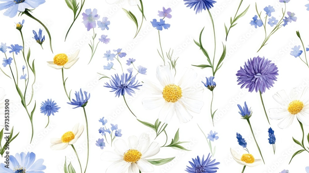 Seamless pattern of wildflowers Seamless pattern of wildflowers
