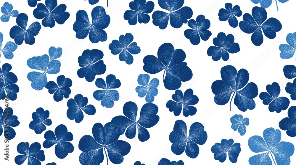 White and blue seamless clover pattern for web design White and blue seamless clover pattern for web design