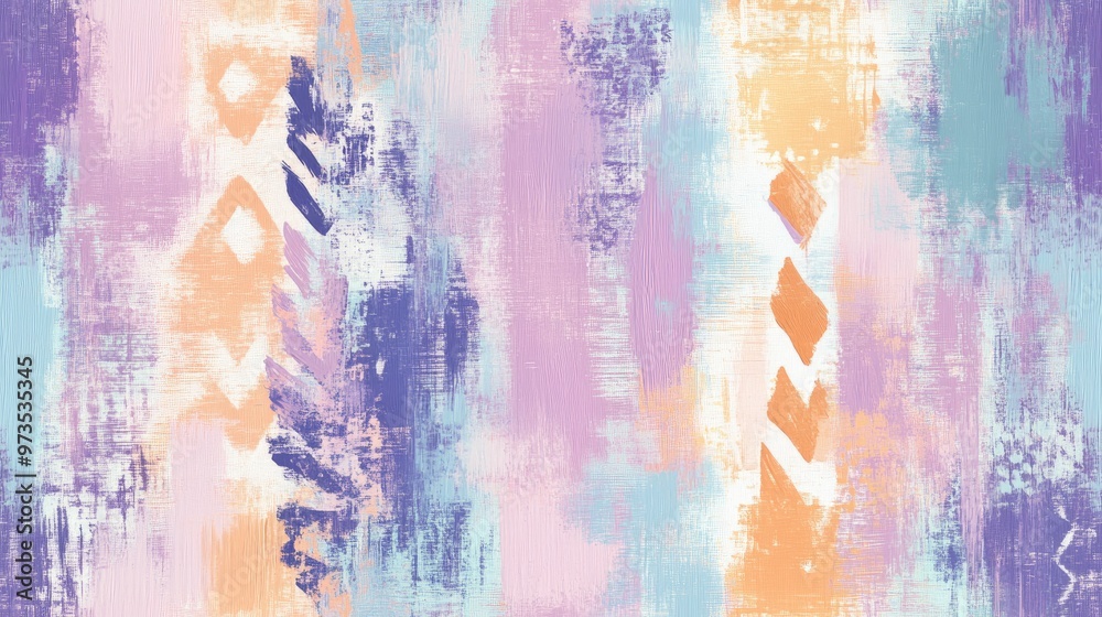 Seamless Boho Background in Festive Pastel and Pale Tones Hand Painted Acrylic with Abstract Ethnic Elements Elegant Boho Border Print Seamless Boho Background in Festive Pastel and Pale Tones Hand Painted Acrylic with Abstract Ethnic Elements Elegant Boho Border Print