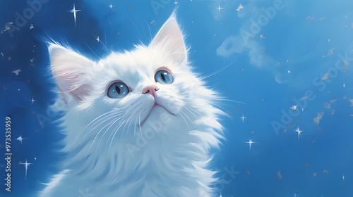 portrait of a cat on sky.