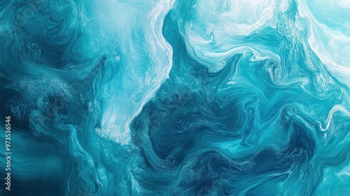 Abstract Swirling Blue and White Liquid Texture.