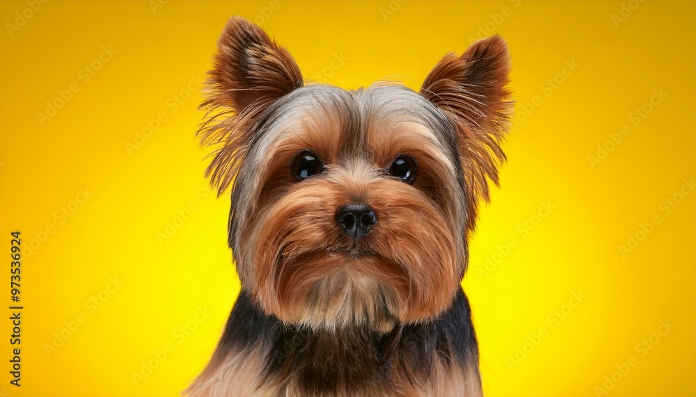 Fototapeta premium Yorkshire Terrier dog on colored background