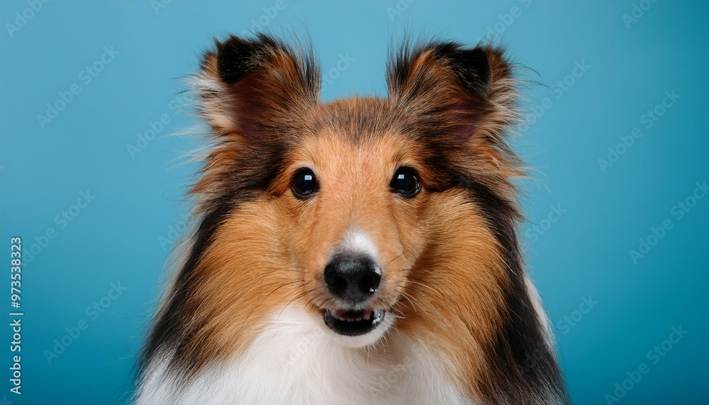 Shetland Sheepdog dog on colored background Shetland Sheepdog dog on colored background