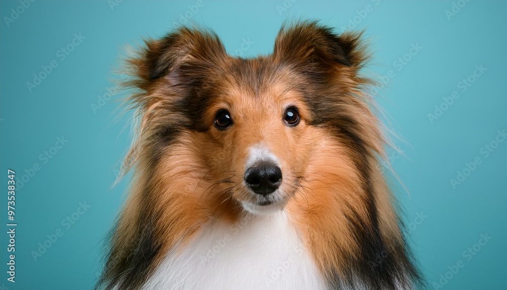 Shetland Sheepdog dog on colored background Shetland Sheepdog dog on colored background