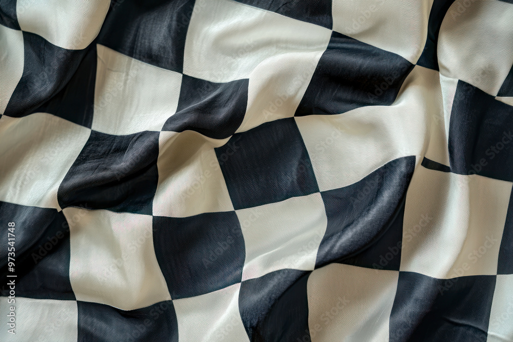 Checkered black and white flag. Copy space. Checkered black and white flag. Copy space.