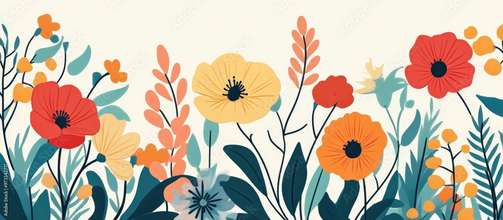 Ai Generated Illustration Of Floral Pattern With Bouquet Of Flowers Ai Generated Illustration Of Floral Pattern With Bouquet Of Flowers