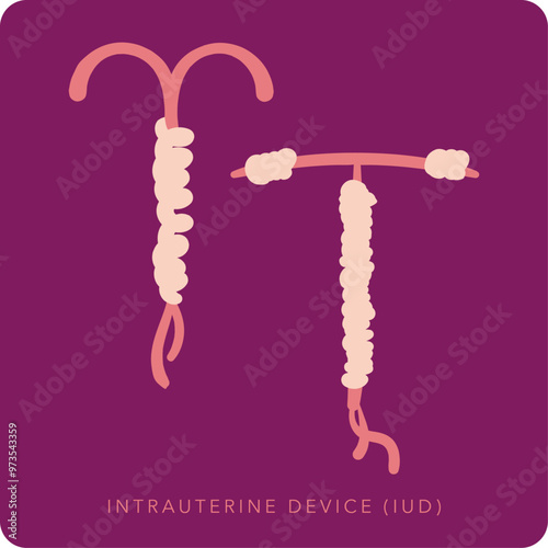 Hand drawing cute Intrauterine Device IUD