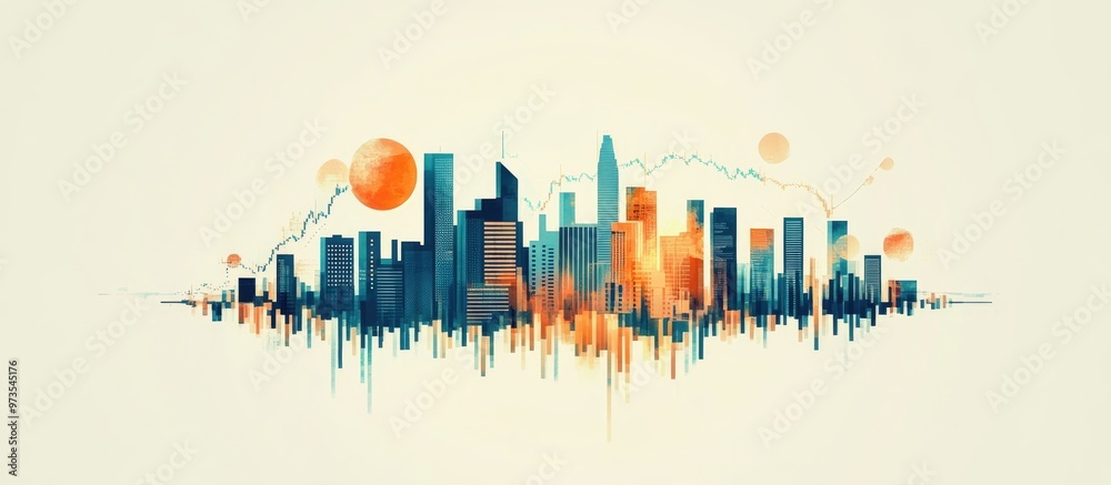 Economy And Stock Market Business Graph Double Exposure Economy And Stock Market Business Graph Double Exposure