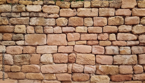 background of ancient brick wall texture of old amphitheater stone texture of an ancient brick wall made of sandstone archaeological excavations