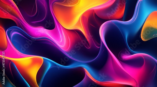 Abstract art style, fluid forms, gradient background, smooth effect