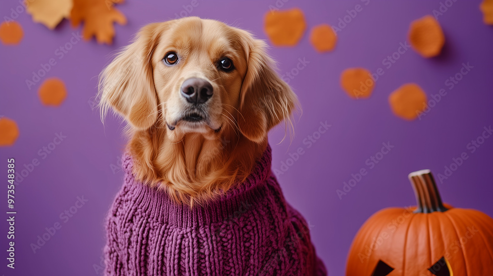 Adorable Golden Retriever Dressed in a Cute Halloween Costume Adorable Golden Retriever Dressed in a Cute Halloween Costume