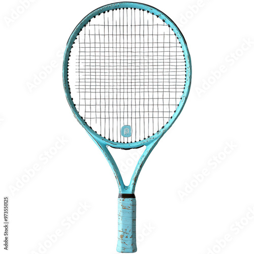 Obraz na płótnie Teal tennis racket on a isolated on transparent background png file w salonie
