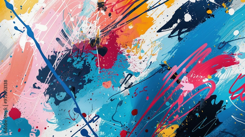 Abstract Art with Colorful Paint Splashes and Lines Abstract Art with Colorful Paint Splashes and Lines