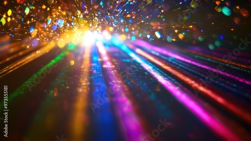 Abstract background with light streaks and bokeh.