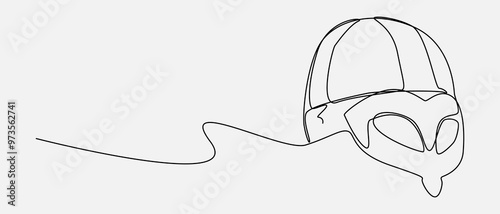 Continuous one line drawing of viking helmet. Medieval, traditional, protection concept. Editable stroke vector.