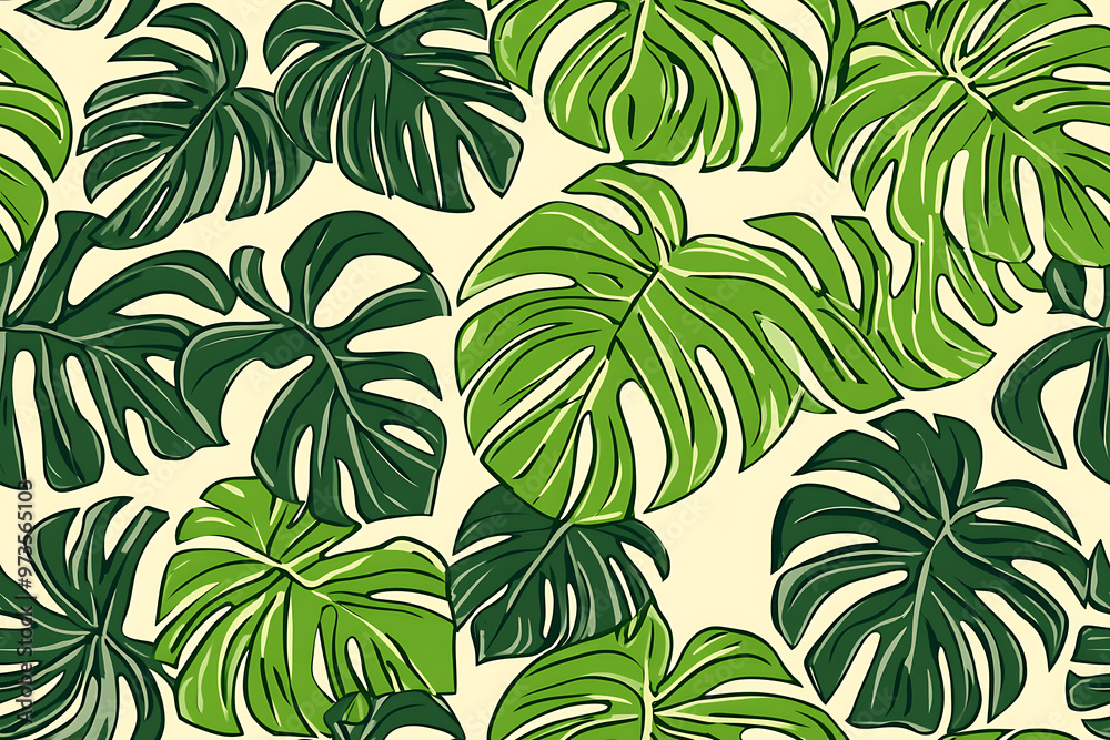 seamless texture with monster leaves in flat art style
seamless texture with monster leaves in flat art style