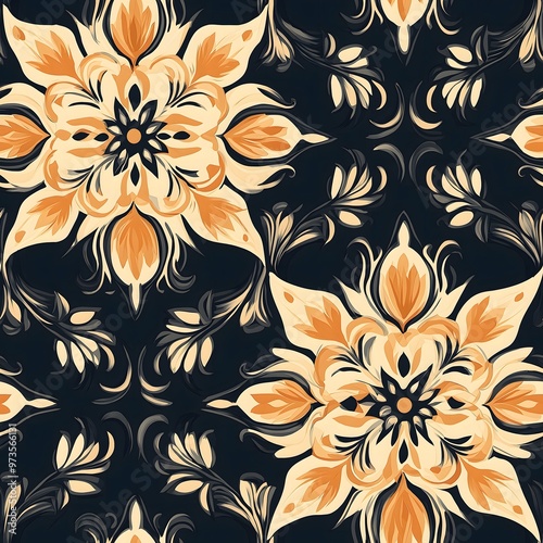Floral damask seamless pattern vector for wallpaper design