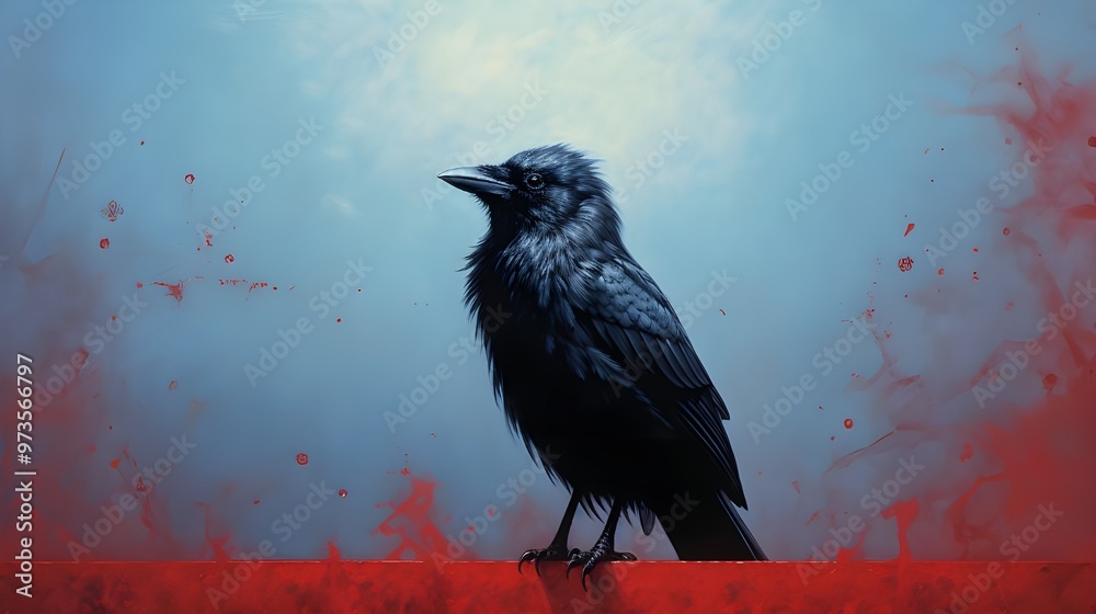 Fototapeta premium raven on the wall