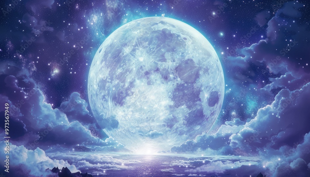 Fototapeta premium Moonrise Over Serene Ocean