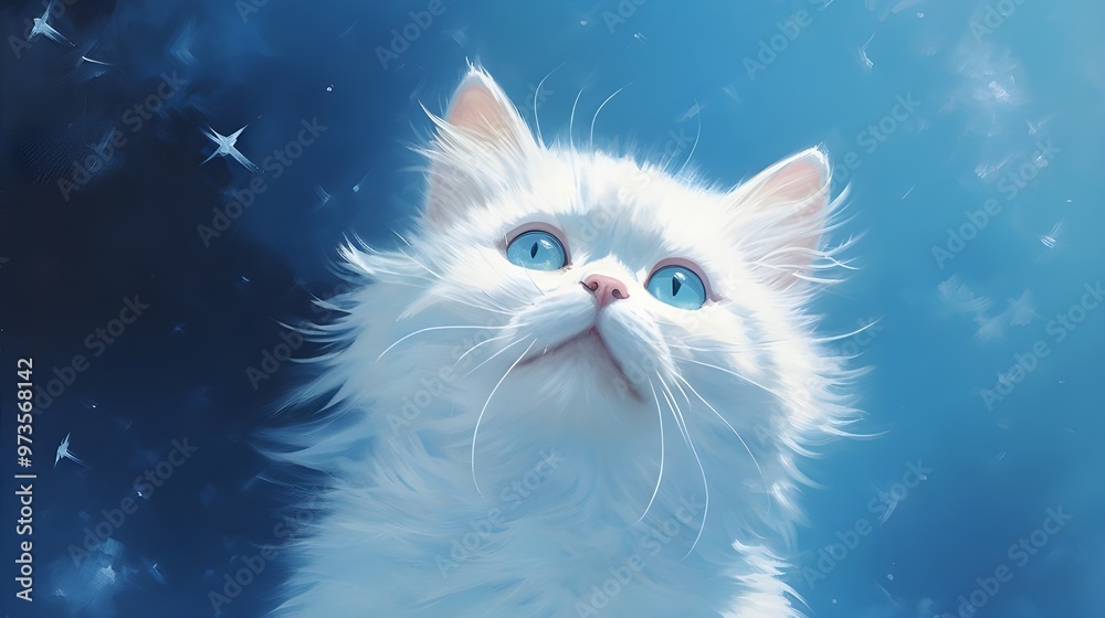 cat on blue background. cat on blue background.