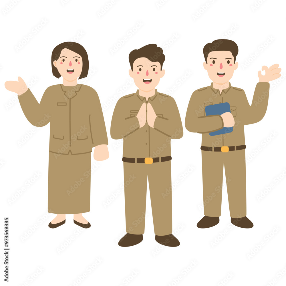 government worker standing confidance pns wearing khaki uniform government worker standing confidance pns wearing khaki uniform