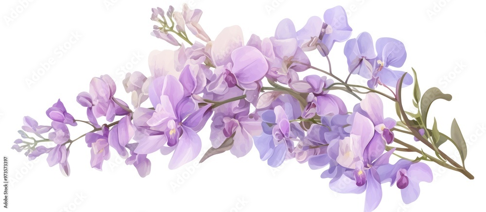 Illustration of a cluster of lilac genista flowers isolated on a white background Illustration of a cluster of lilac genista flowers isolated on a white background