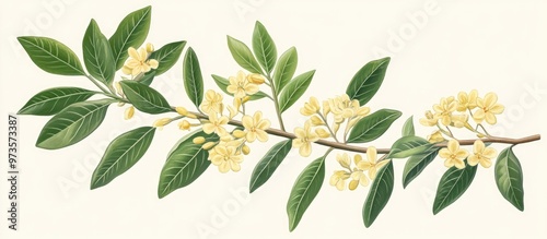 Illustration of curry leaves flowers from the Murraya koenigii plant photo