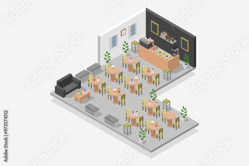 Coffee shop isometric