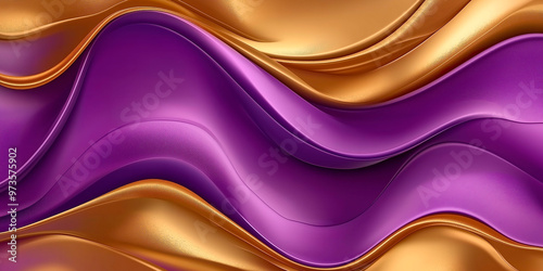 Abstract background with purple and gold waves © Gabriela