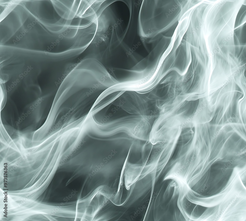 Obraz premium Abstract Smoke Texture with White Smoke Swirls on Dark Green Background