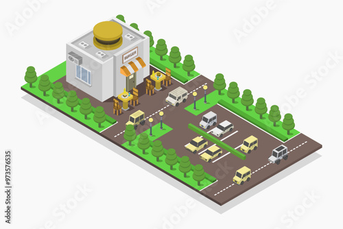 Isometric fast food restaurant