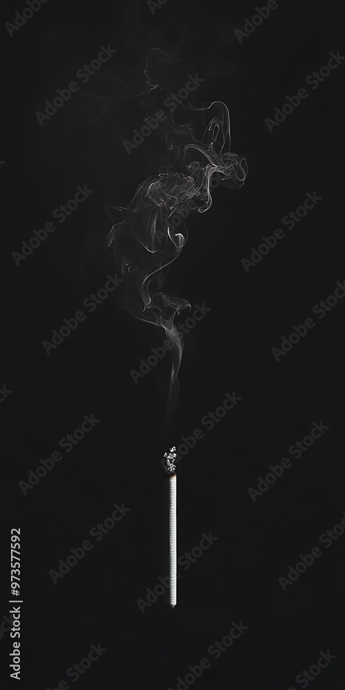 Burnt Matchstick with Smoke Rising on a Black Background Burnt Matchstick with Smoke Rising on a Black Background