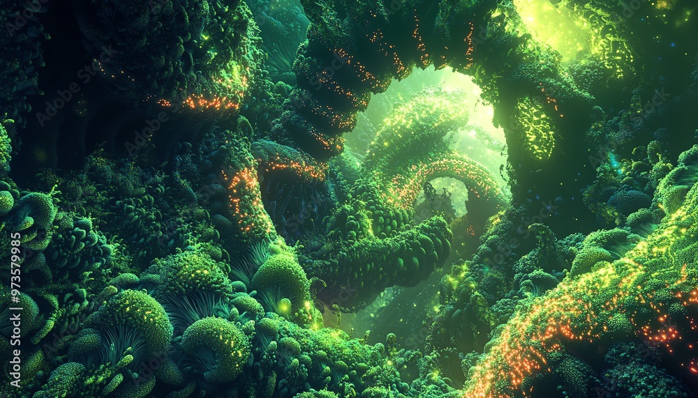 A tilted angle view of a vibrant fantasy world A tilted angle view of a vibrant fantasy world