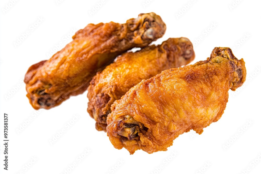 Tasty flying fried chicken isolated on white background , ai Tasty flying fried chicken isolated on white background , ai