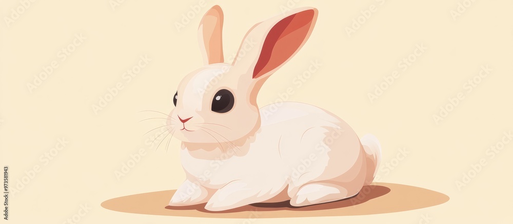 Obraz premium Cute cartoon of a bunny in a flat color style