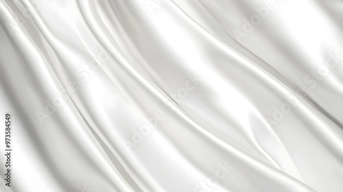 Elegant white silk fabric with smooth waves, perfect for backgrounds and design projects, creating a sense of luxury and softness.