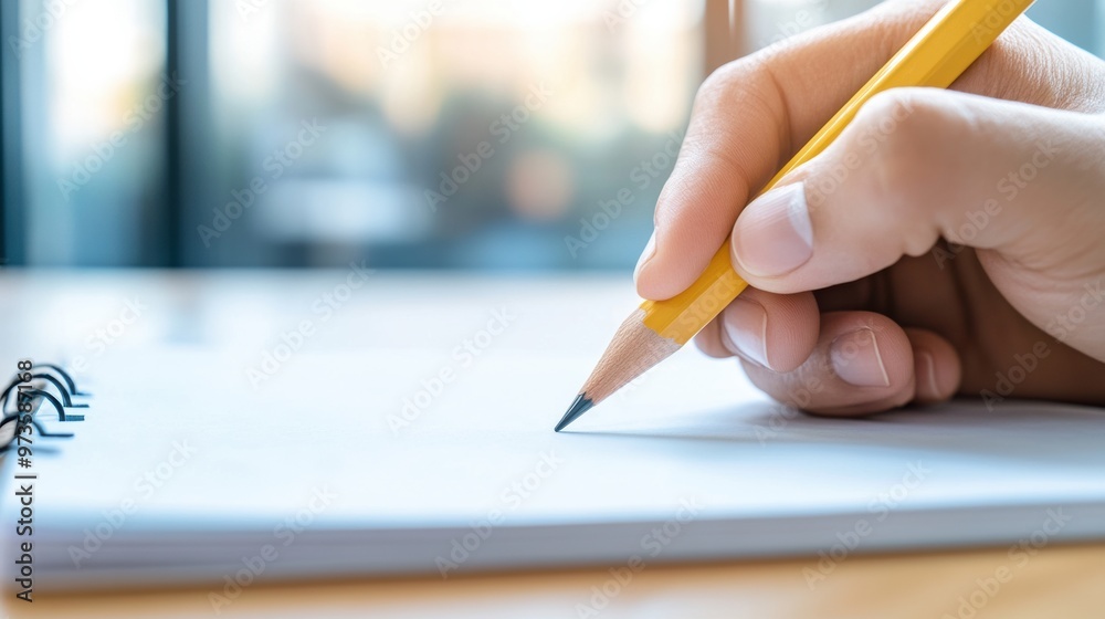 A person writing on a piece of paper with a pencil, AI A person writing on a piece of paper with a pencil, AI