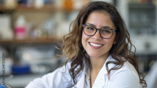 hispanic Pretty woman smiling scientist model background png file