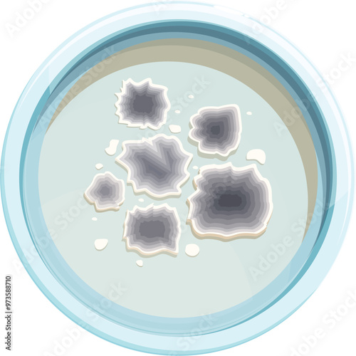 Petri dish containing colonies of bacteria growing on an agar